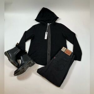 Chicos  Zenergy Cashmere Blend Cardi Sweater Jacket Black Small